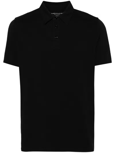 Majestic Organic Cotton Jersey Polo Shirt In Black