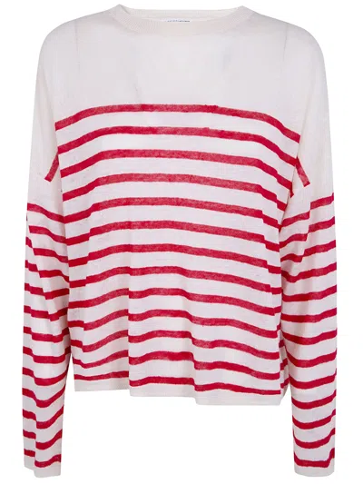 Majestic Oversized Linen 100 Stripes T-shirt In Multi