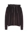 Majestic Oversized Velour Hoodie With Zip Closure In Black