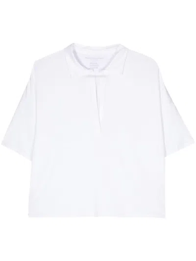 Majestic Oversized Viscose Polo Shirt In White