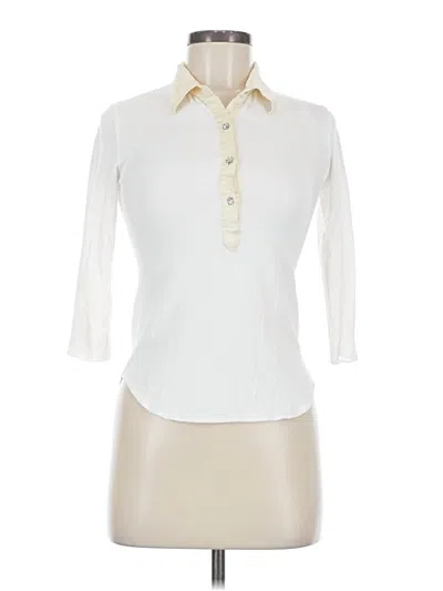 Pre-owned Majestic Paris 3/4 Sleeve Button Down Shirt In White