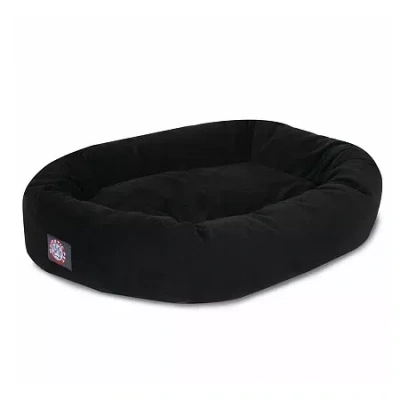 Majestic Pet Suede Bagel Pet Bed In Black