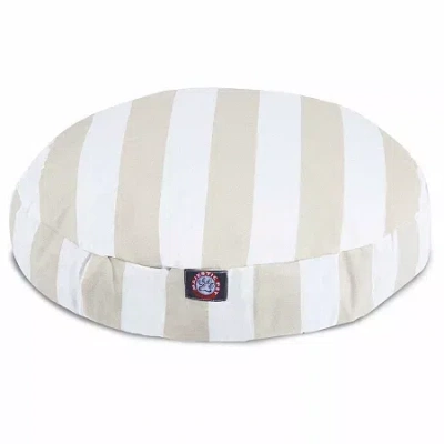 Majestic Pet Vertical Stripe Round Pet Bed In White