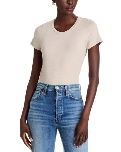 Majestic Pleated Back Tee In Ecru Chine
