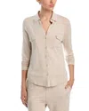 Majestic Point Collar Button Front Shirt In Ecru Chine