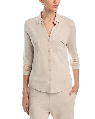 Majestic Point Collar Button Front Shirt In Ecru Chine