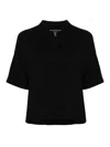 Majestic Split-neck Jersey Polo Top In Blue