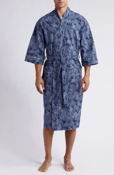 Majestic Print Woven Robe In Navy