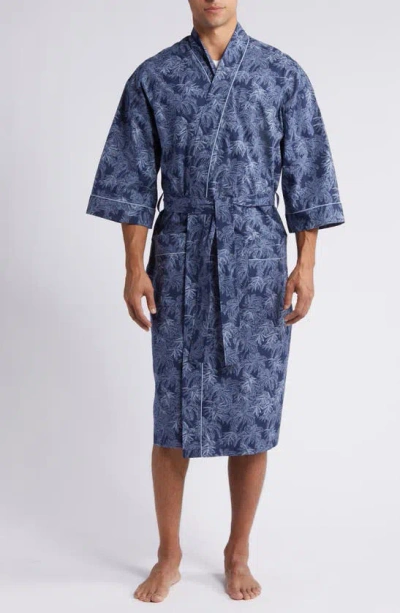 Majestic Print Woven Robe In Blue