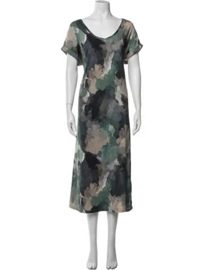 Pre-owned Majestic Printed Midi Length Dress In Multicolor