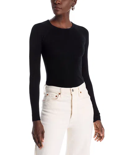 Majestic Crewneck Micro Rib Knit Wool-silk T-shirt In Brown