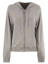 Majestic Raglan Sleeve Viscose Hoodie With Functional Zip Closure In Gray