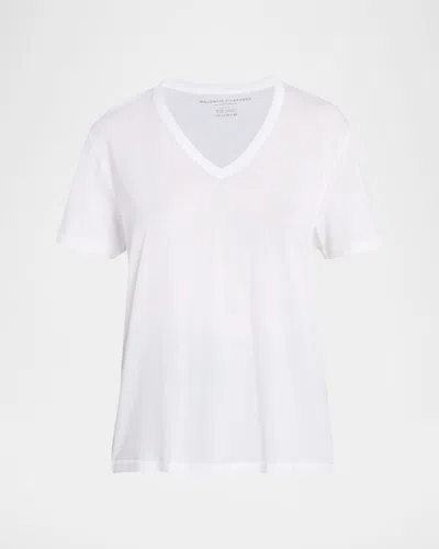 Majestic Relaxed Cotton V-neck Tee In White