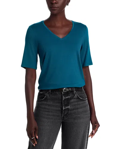 Majestic Relaxed V Neck Tee In Blue