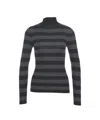 Majestic Ribbed Knit Sweater With High Turtleneck And Textured Stripes In Black