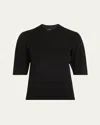 Majestic Ribbed Mock-neck Wool Sweater In Merino Mini Rib Ss Knit