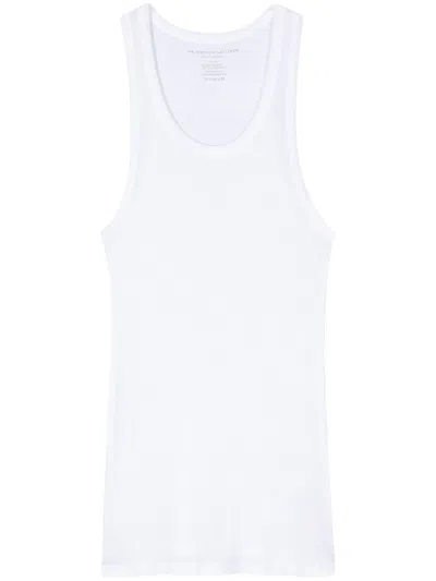 Majestic Semi-sheer Fine Ribbed Tank Top In White