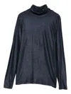 Majestic High Turtleneck Blue Sweater With Subtle Shimmer In Blue