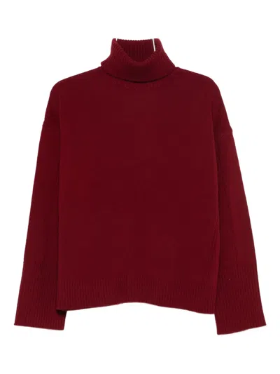 Majestic Roll-neck Sweater In Burgundy