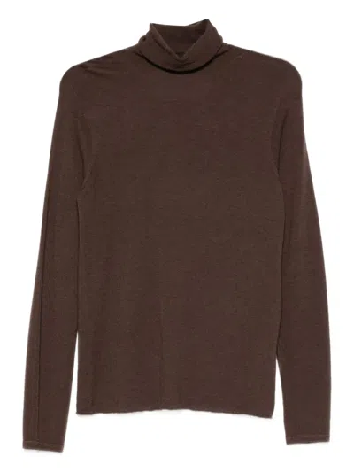 Majestic Roll-neck Top In Brown