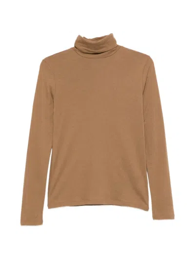 Majestic Roll-neck Long-sleeve T-shirt In Brown