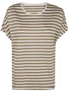 Majestic Filatures Round Neck Short Sleeves Sweater Clothing In Sable