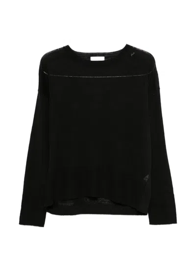 Majestic Round Neck Sweater In Black