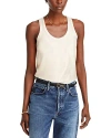 Majestic Scoop Neck Linen Metallic Tank Top In Blanc