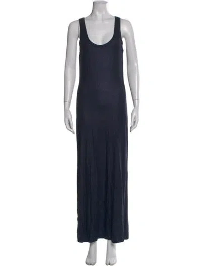 Pre-owned Majestic Scoop Neck Long Dress In Blue
