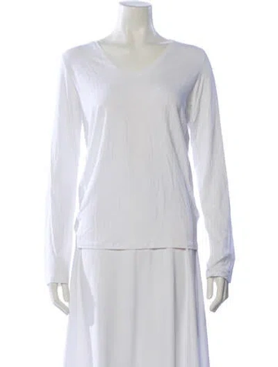 Pre-owned Majestic Scoop Neck Long Sleeve T-shirt In White