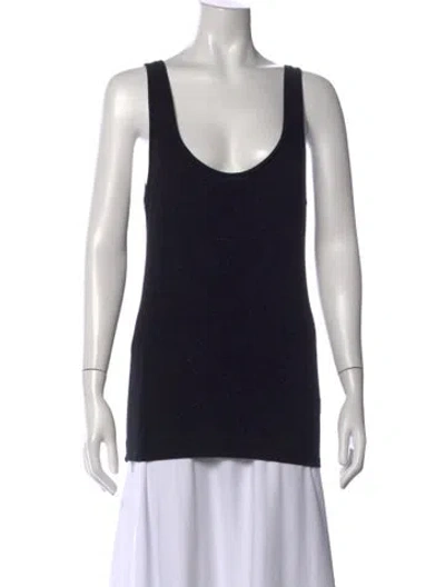 Pre-owned Majestic Scoop Neck Sleeveless Top In Black