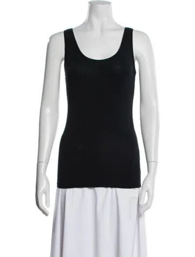 Pre-owned Majestic Scoop Neck Sleeveless Top In Black