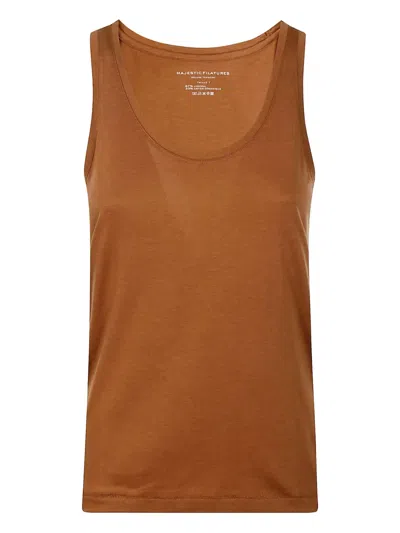 Majestic Scoop-neck Tank Top In Brown