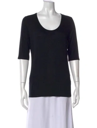 Pre-owned Majestic Scoop Neck Three-quarter Sleeve T-shirt In Black