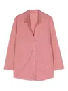 Majestic Linen-blend Jersey Cardigan In Pink