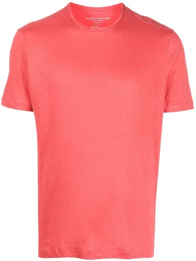 Majestic Short-sleeved Linen T-shirt In Rot