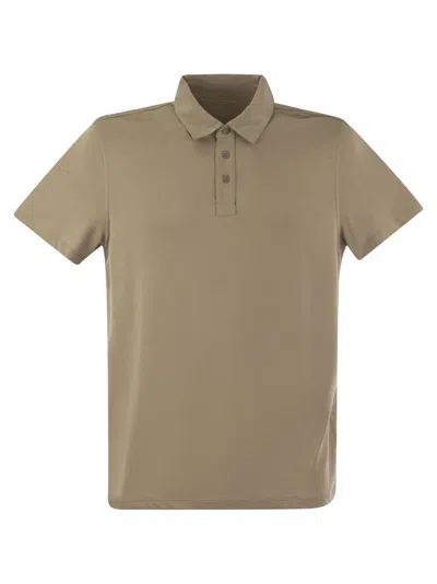 Majestic Short Sleeved Polo Shirt In Lyocell In Brown