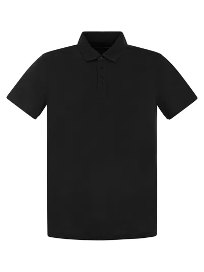 Majestic Short Sleeved Polo Shirt In Lyocell In Black