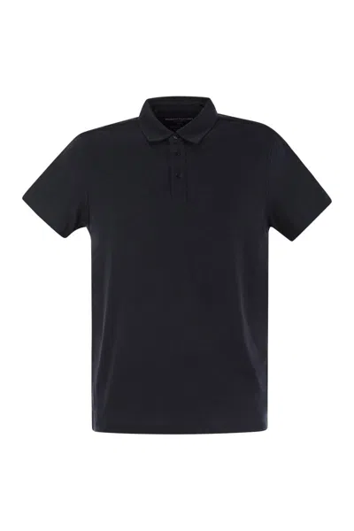 Majestic Short-sleeved Polo Shirt In Lyocell In Black