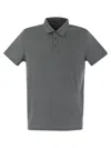 Majestic Short-sleeved Polo Shirt In Lyocell In Gris Bleu