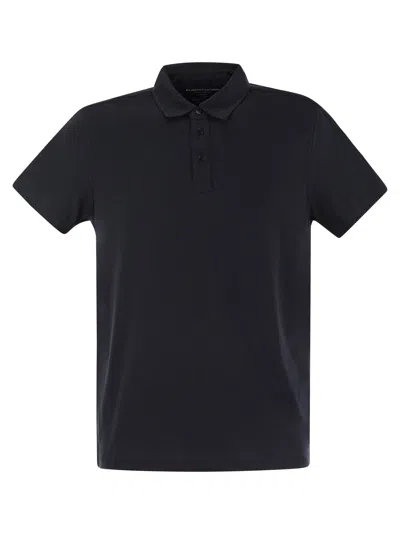 Majestic Filatures Short-sleeved Polo Shirt In Lyocell In Blue Marine