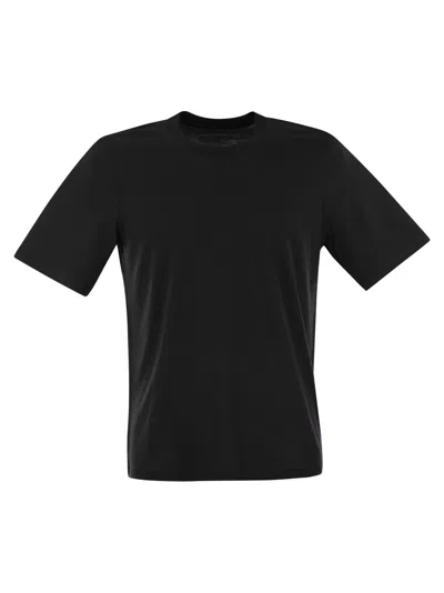 Majestic Short Sleeved T Shirt In Lyocell And Cotton In Black