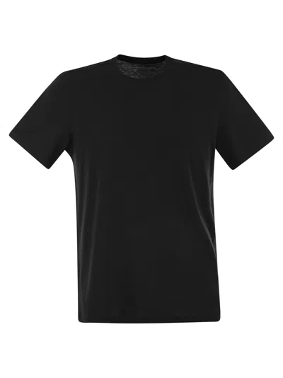 Majestic Short Sleeved T Shirt In Lyocell And Cotton In Black