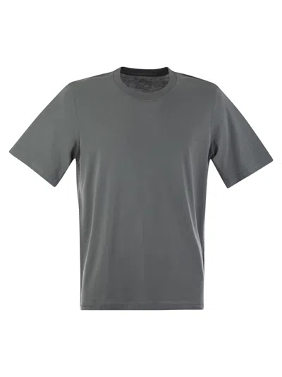 Majestic Short-sleeved T-shirt In Lyocell And Cotton In Grey