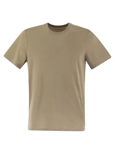 Majestic Short-sleeved T-shirt In Lyocell And Cotton In Sand