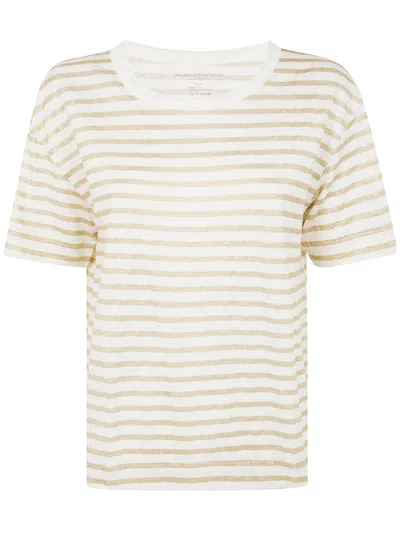 Majestic Short Sleeves Round Neck Sweater In Neutral