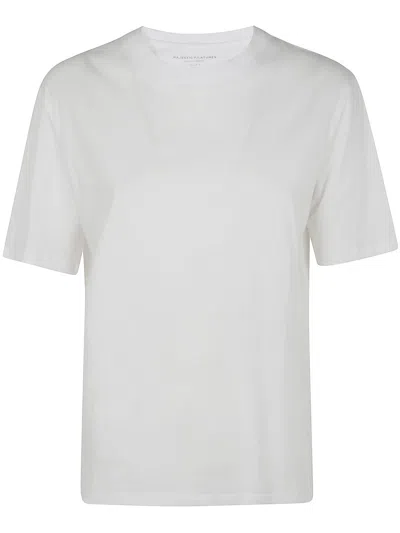 Majestic Short Sleeves Round Neck Sweater In White