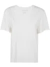 Majestic Short Sleeves V Neck Sweater In White