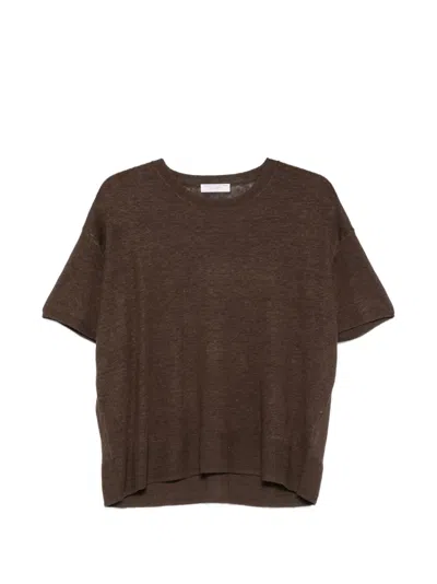 Majestic Short-sleeve Round-neck T-shirt In Brown