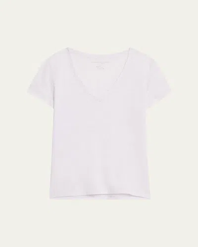 Majestic Short-sleeve Stretch Linen Top In White